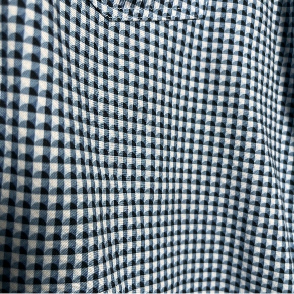 WRK Men Shirt Small Blue Gingham Plaid Geometric Long Sleeve Reworked Pocket - Picture 2 of 10